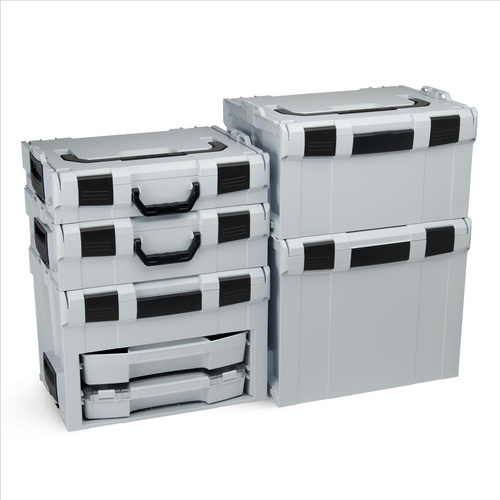 BOSCH-SORTIMO System L-BOXX 102 & 136 & L-BOXX 238 & L-BOXX 374 & LS-BOXX 306 & i-BOXX 72 & LS-Schublade 72 alle grau & Inset-Boxen-Set B3 & C3