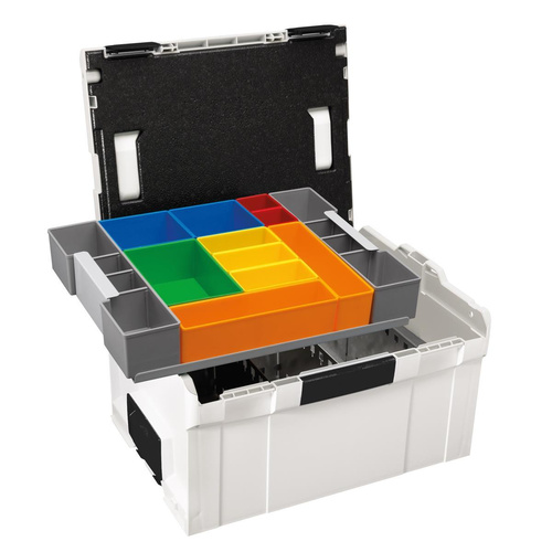 BOSCH-SORTIMO System L-BOXX 238 grau & Trennblechrahmen & Inset-Boxen-Set H3 & Deckeleinlage