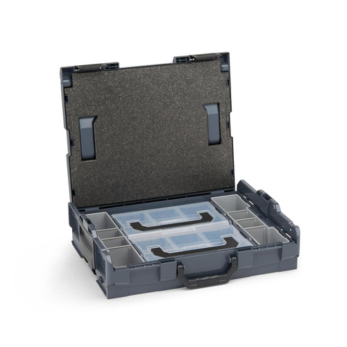 BOSCH-SORTIMO System L-BOXX 102 anthrazit & 2 x Inset-Box U3 & 2 L-BOXX Mini grau Deckel transparent & Deckeleinlage