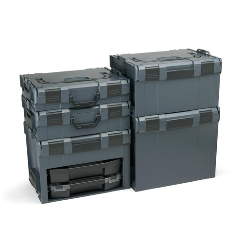 BOSCH-SORTIMO System LS-BOXX 306 & L-BOXX 102 & L-BOXX 238 & L-BOXX 136 & L-BOXX 374 alle anthrazit & i-BOXX 72 schwarz & LS-Schublade 72 schwarz & Inset-Boxen-Set B3 & C3