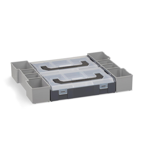 Bosch Sortimo L-Boxx 136 anthrazit mit Werkzeugkarte 1 und Insetboxenset Mini 