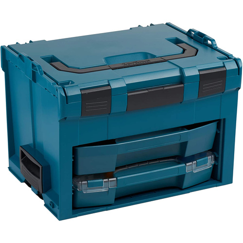BOSCH-SORTIMO System L-BOXX 102 & 136 & LS-BOXX 306 & i-BOXX 72 & LS-Schublade 72 alle grün & Inset-Boxen-Set H3 & Rollbrett grau