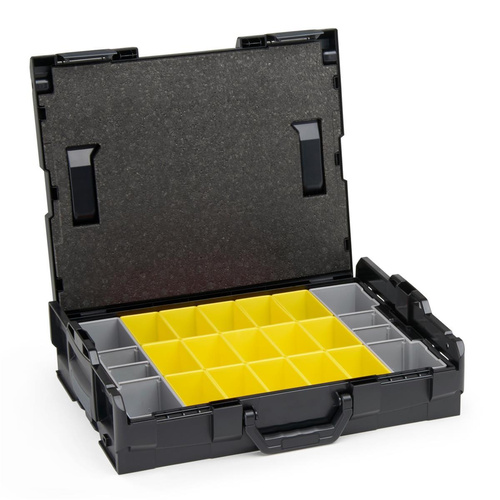 BOSCH-SORTIMO System L-BOXX 102 schwarz Verschlüsse anthrazit & Inset-Boxen-Set B3 & Deckeleinlage