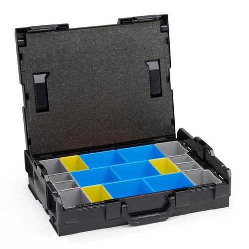 BOSCH-SORTIMO System L-BOXX 102 schwarz Verschlüsse anthrazit & Inset-Boxen-Set BC3 & Deckeleinlage