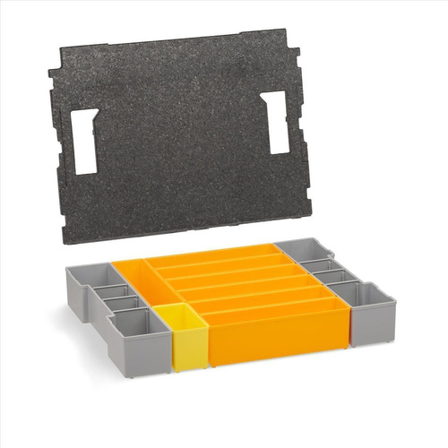 BOSCH-SORTIMO System L-BOXX 102 schwarz Verschlüsse anthrazit & Inset-Boxen-Set F3 & Deckeleinlage