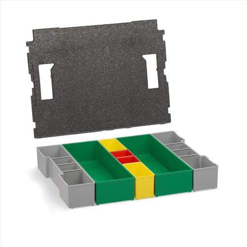 BOSCH-SORTIMO System L-BOXX 102 schwarz Verschlüsse anthrazit & Inset-Boxen-Set G3 & Deckeleinlage
